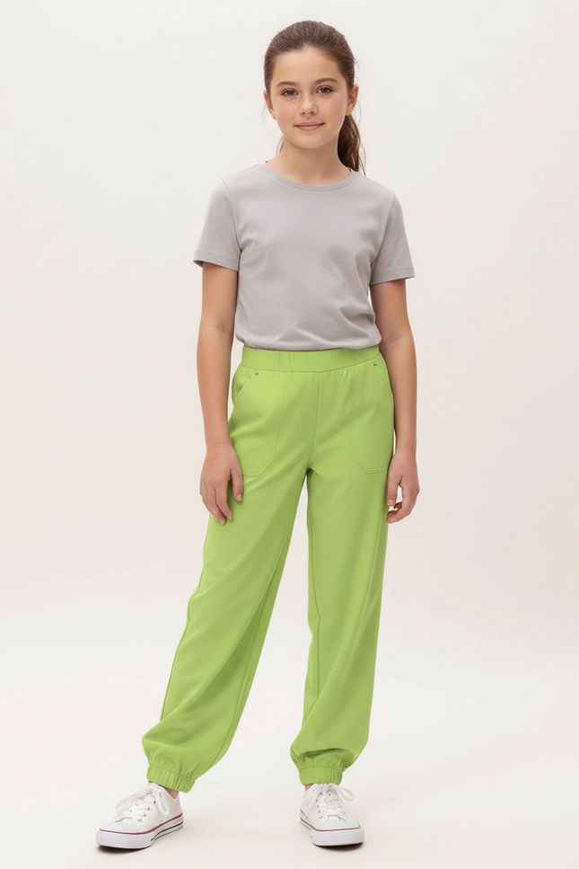 Pantalon Fluide Vert Citron Ample Cheville Confortable - Molleton