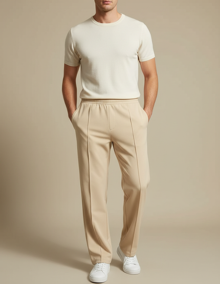 Pantalon Fluide Bande - Beige Viscose