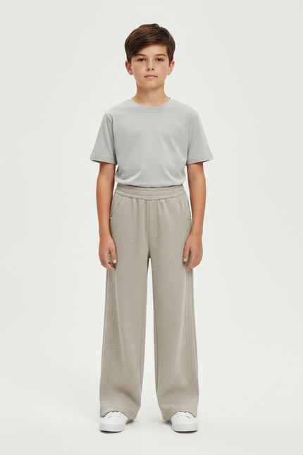 Pantalon Fluide Gris Ample Décontracté Enfant - Molleton
