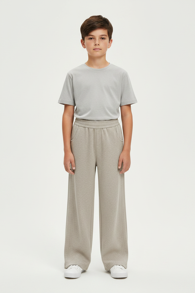Pantalon Fluide Gris Ample Décontracté Enfant - Molleton