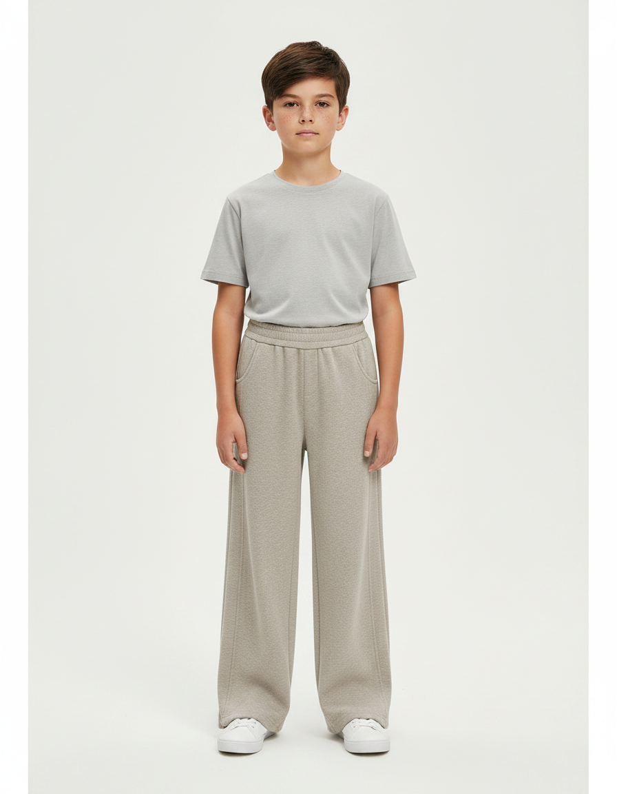 Pantalon Fluide Gris Ample Décontracté Enfant - Molleton
