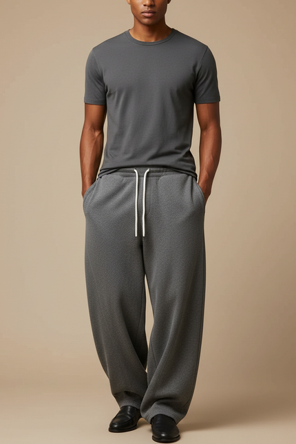Pantalon Fluide Gris Ample Décontracté Sport Homme - Molleton