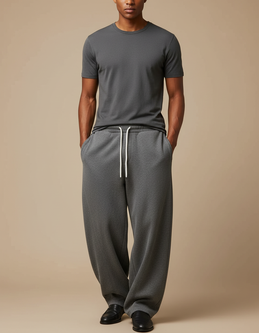 Pantalon Fluide Gris Ample Décontracté Sport Homme - Molleton