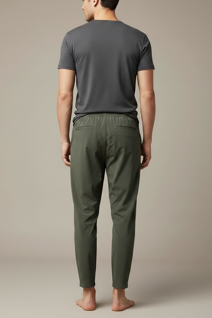Pantalon Fluide Vert Kaki Homme Décontracté Léger - Polyester - vue 2
