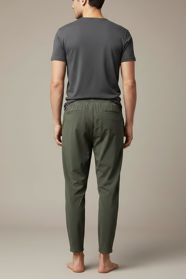Pantalon Fluide Vert Kaki Homme Décontracté Léger - Polyester - vue 2