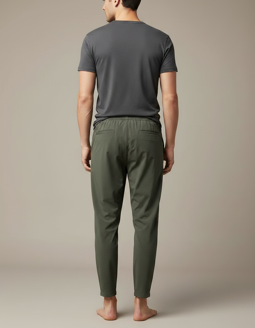Pantalon Fluide Vert Kaki Homme Décontracté Léger - Polyester - vue 2