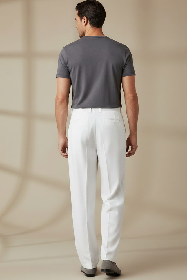Pantalon Fluide À Pinces - Blanc Gabardine - vue 2