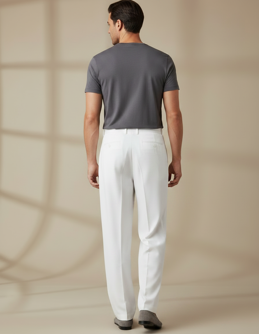 Pantalon Fluide À Pinces - Blanc Gabardine - vue 2