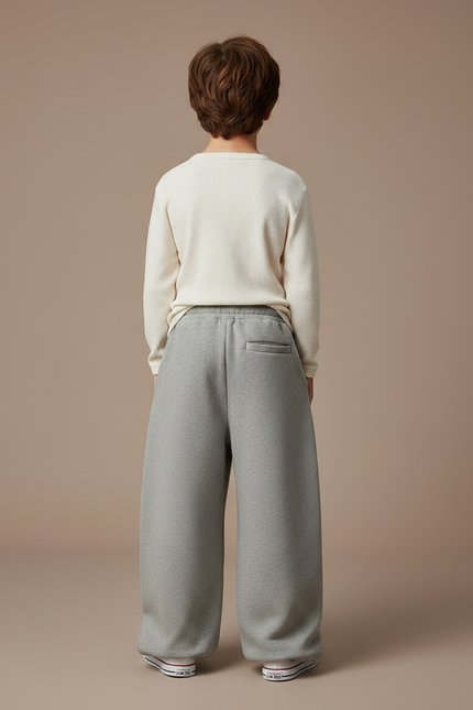 Pantalon Fluide Gris Ample Coton Molleton Enfant - vue 2