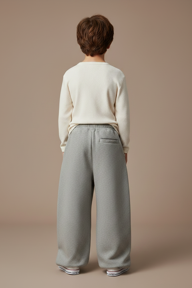 Pantalon Fluide Gris Ample Coton Molleton Enfant - vue 2