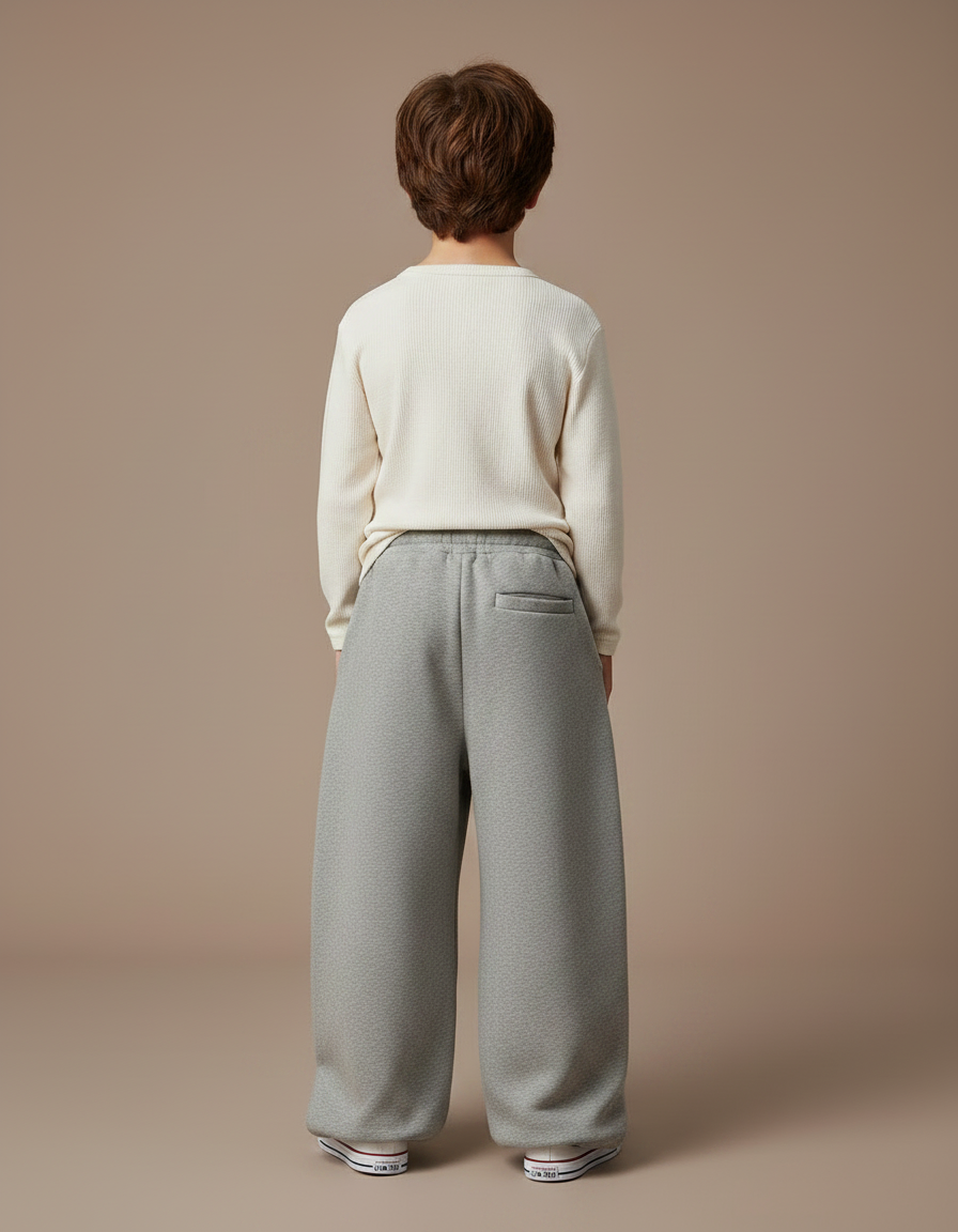 Pantalon Fluide Gris Ample Coton Molleton Enfant - vue 2