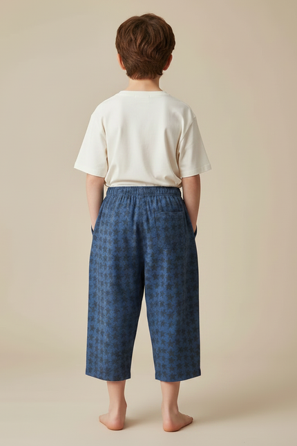 Pantalon Fluide Bleu Étoiles Ample Coton Enfant - vue 2