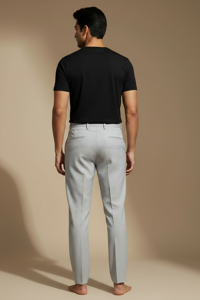 Pantalon Fluide Homme Gris Élégant Drapé Décontracté - Polyester - vue 2