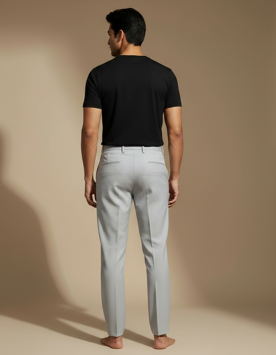 Pantalon Fluide Homme Gris Élégant Drapé Décontracté - Polyester - vue 2