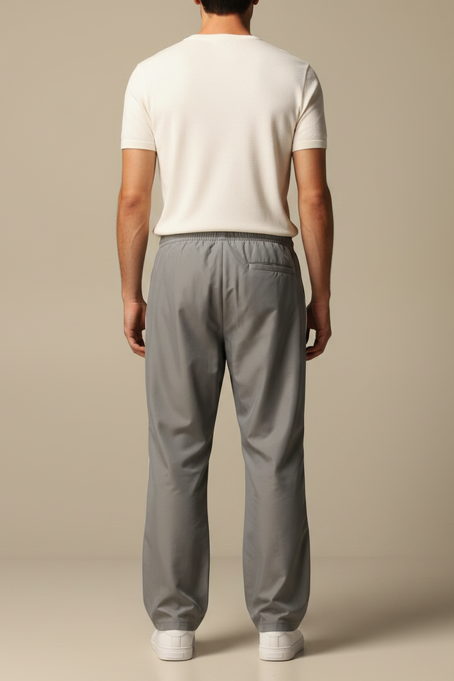 Pantalon Fluide Gris Ample Droit Décontracté Homme - Polyester - vue 2
