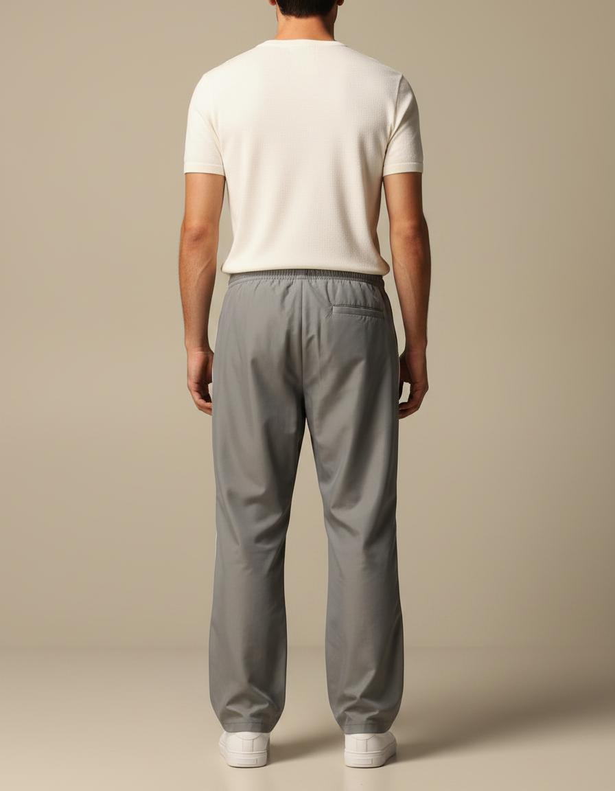 Pantalon Fluide Gris Ample Droit Décontracté Homme - Polyester - vue 2