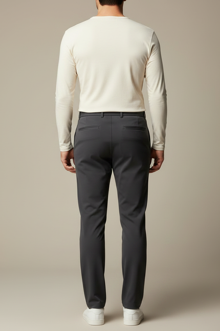 Pantalon Fluide Gris Anthracite Coupe Droite Élégant - Polyester - vue 2