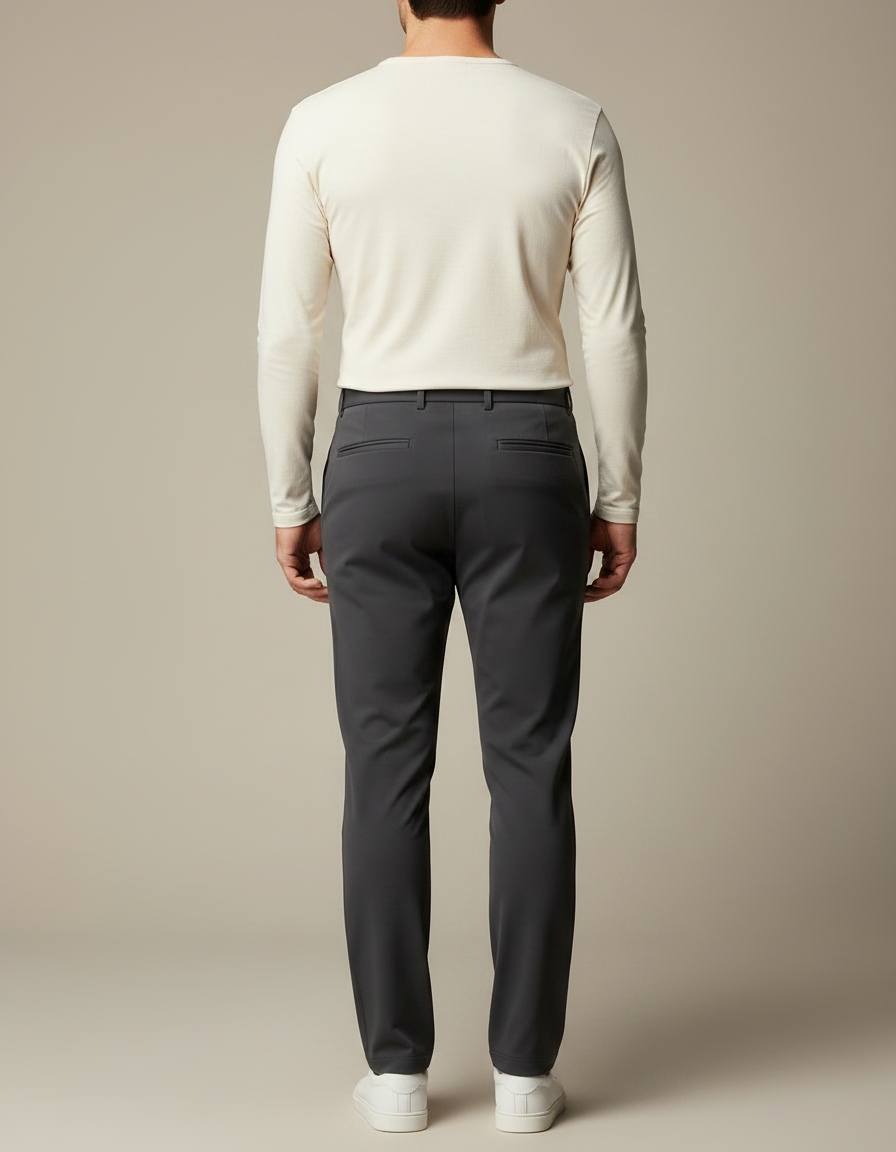 Pantalon Fluide Gris Anthracite Coupe Droite Élégant - Polyester - vue 2