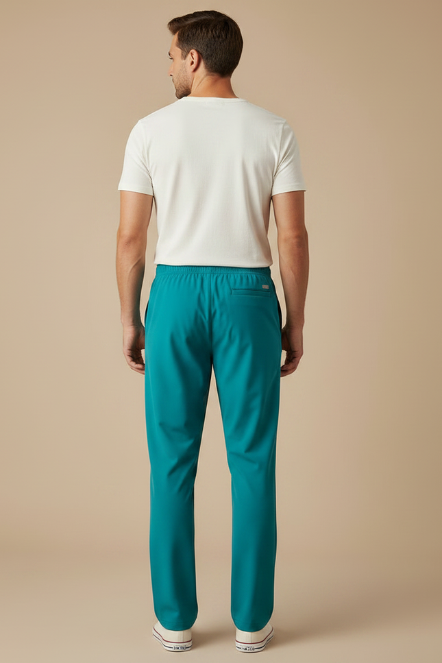 Pantalon Fluide Turquoise Droit Confortable Homme Décontracté - Bleu Polyester - vue 2