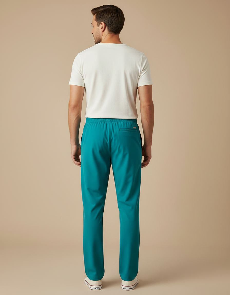Pantalon Fluide Turquoise Droit Confortable Homme Décontracté - Bleu Polyester - vue 2