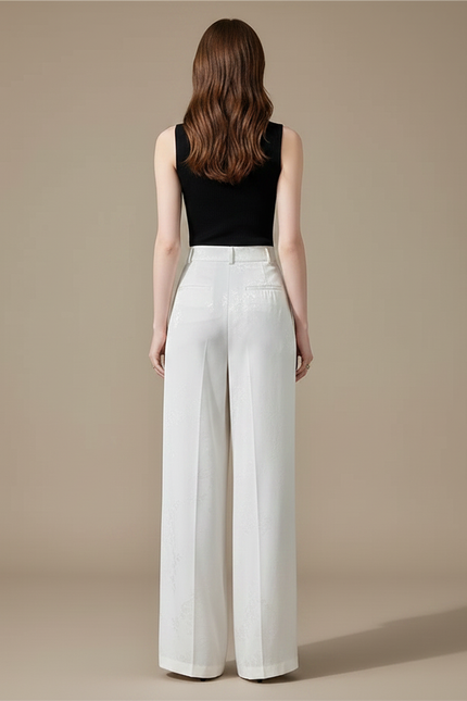 Pantalon Fluide Satin Blanc - vue 2