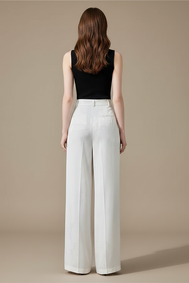 Pantalon Fluide Satin Blanc - vue 2