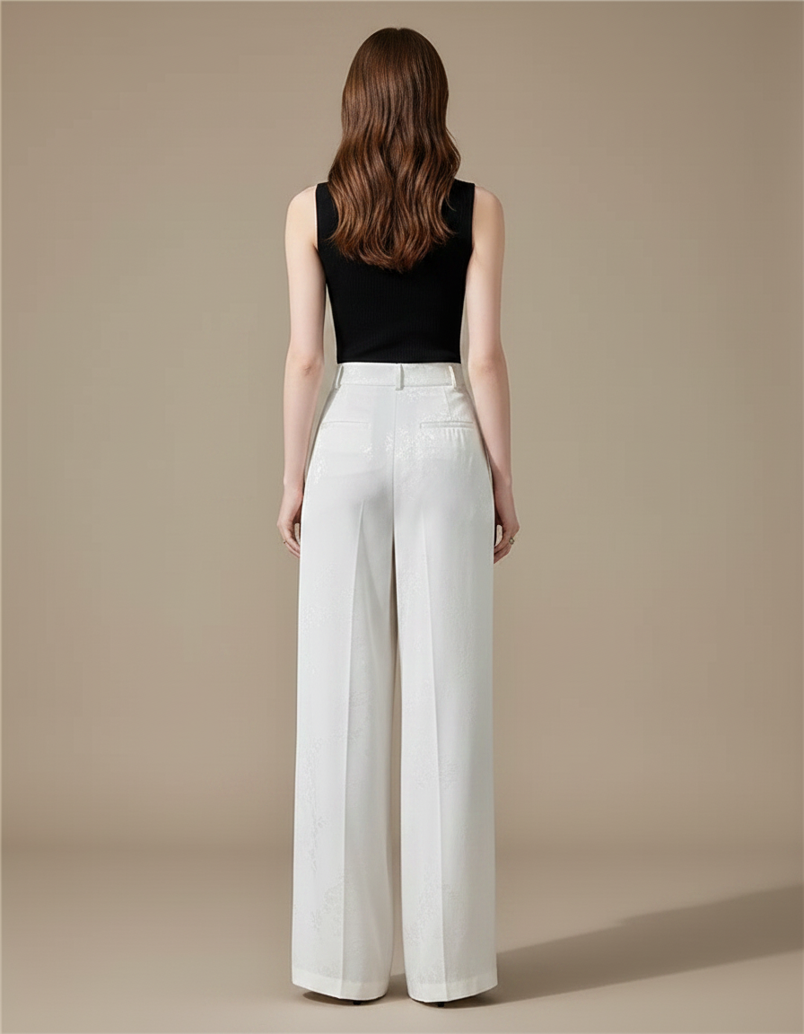 Pantalon Fluide Satin Blanc - vue 2