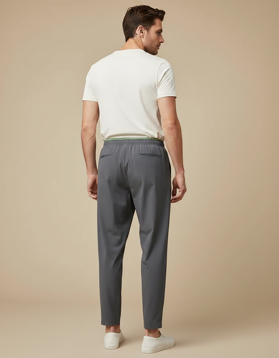 Pantalon Fluide Gris Homme Décontracté Léger Respirant - Polyester - vue 2