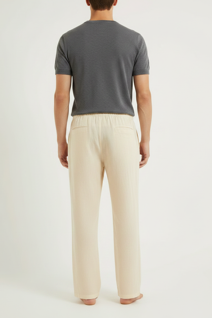 Pantalon Fluide Beige Coton Ample Confortable Décontracté - Lin - vue 2