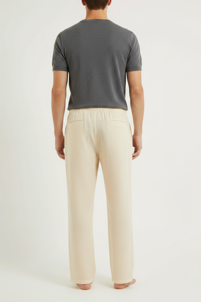 Pantalon Fluide Beige Coton Ample Confortable Décontracté - Lin - vue 2