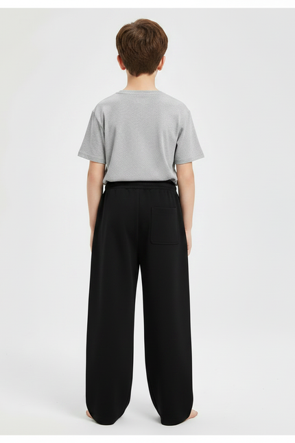 Pantalon Fluide Noir Ample Décontracté Garçon Coton - Molleton - vue 2