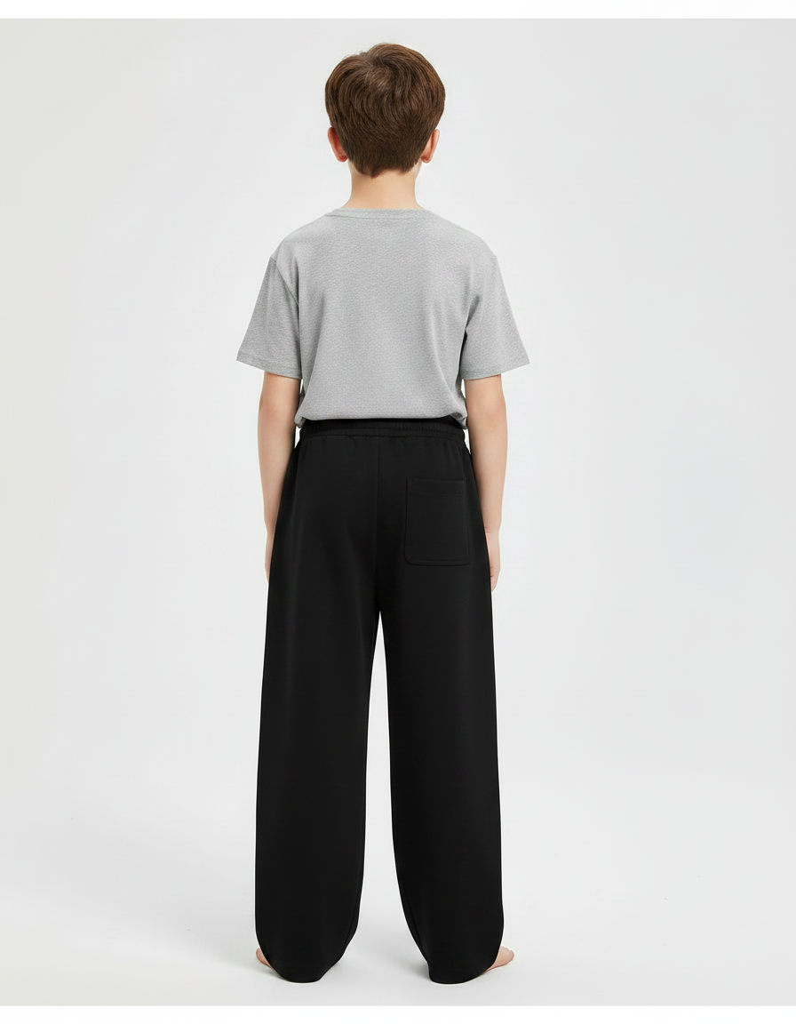 Pantalon Fluide Noir Ample Décontracté Garçon Coton - Molleton - vue 2