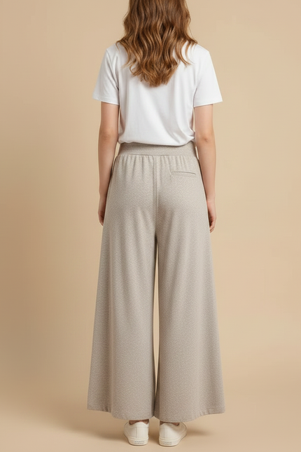 Pantalon Fluide Gris Ample Taille Haute Décontracté - Molleton - vue 2