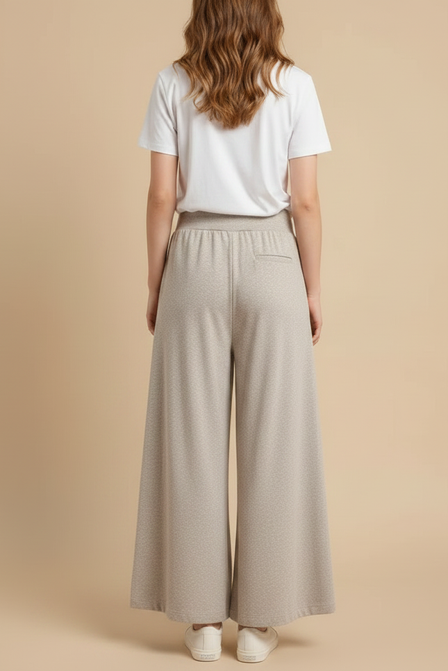 Pantalon Fluide Gris Ample Taille Haute Décontracté - Molleton - vue 2