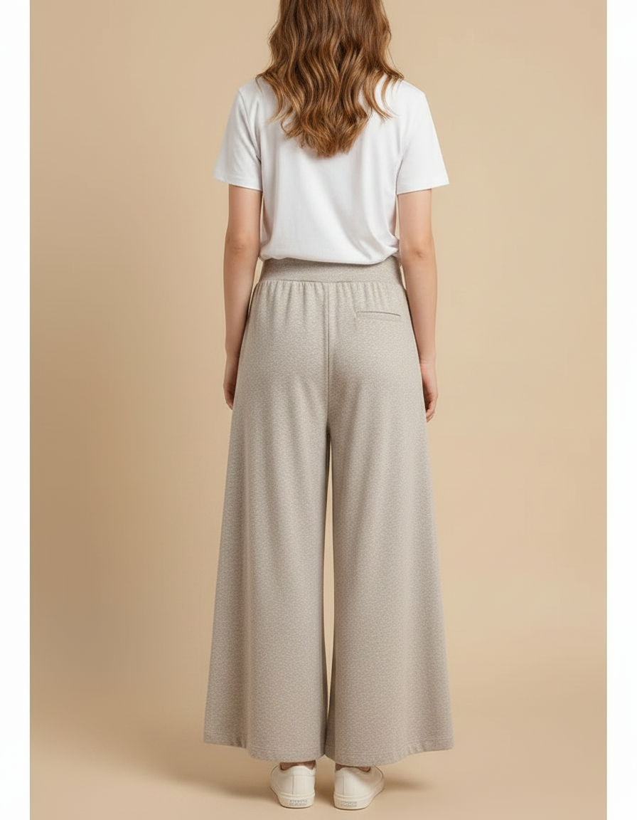 Pantalon Fluide Gris Ample Taille Haute Décontracté - Molleton - vue 2