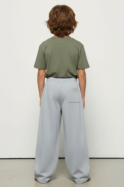 Pantalon Fluide Gris Ample Coton Basique Garçon - Molleton - vue 2