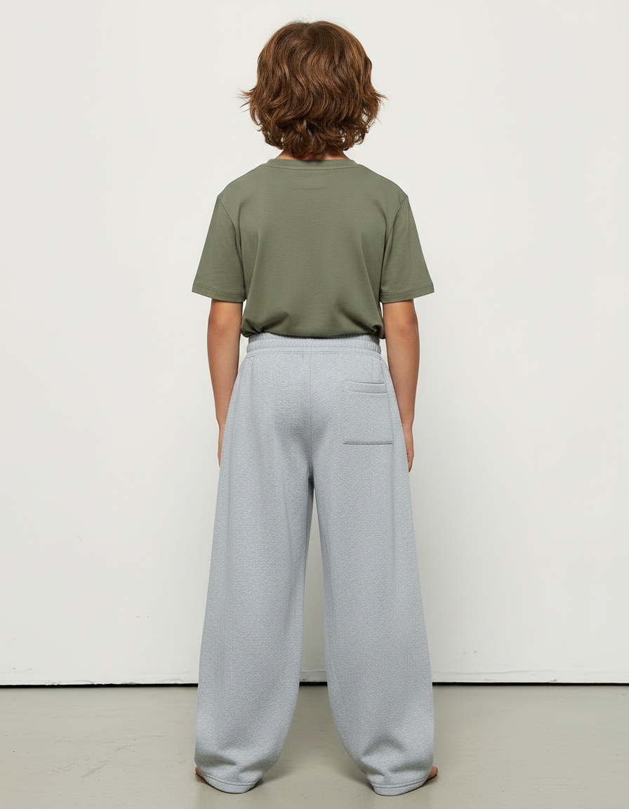 Pantalon Fluide Gris Ample Coton Basique Garçon - Molleton - vue 2