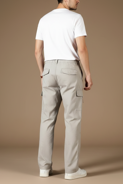 Pantalon Fluide Cargo Gris Homme Décontracté Confortable - Toile - vue 2