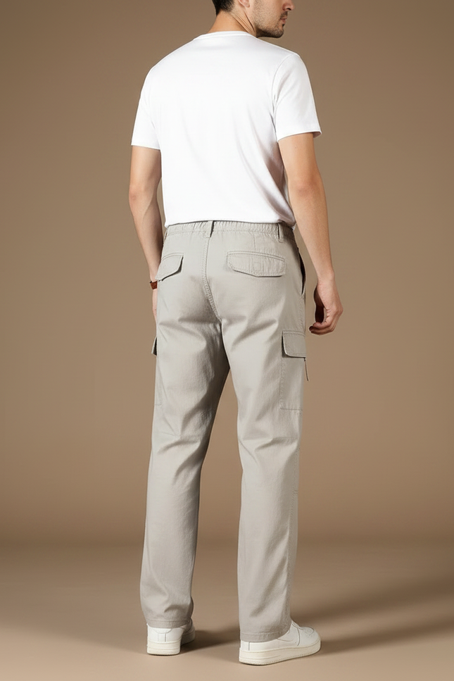 Pantalon Fluide Cargo Gris Homme Décontracté Confortable - Toile - vue 2