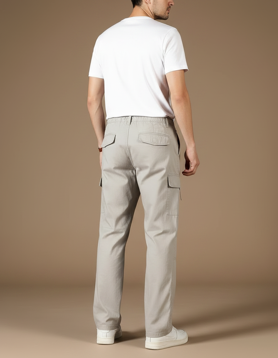 Pantalon Fluide Cargo Gris Homme Décontracté Confortable - Toile - vue 2