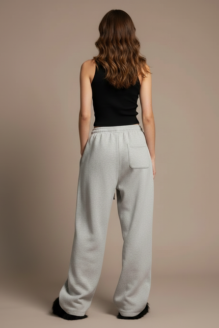 Pantalon Fluide Gris Ample Confortable Décontracté Femme - Molleton - vue 2