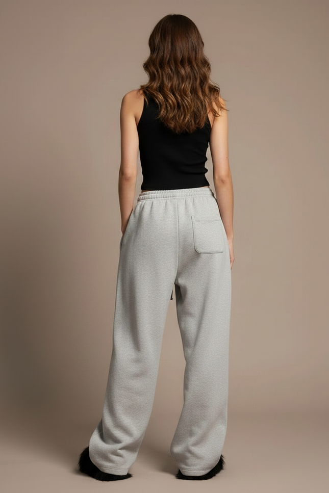 Pantalon Fluide Gris Ample Confortable Décontracté Femme - Molleton - vue 2