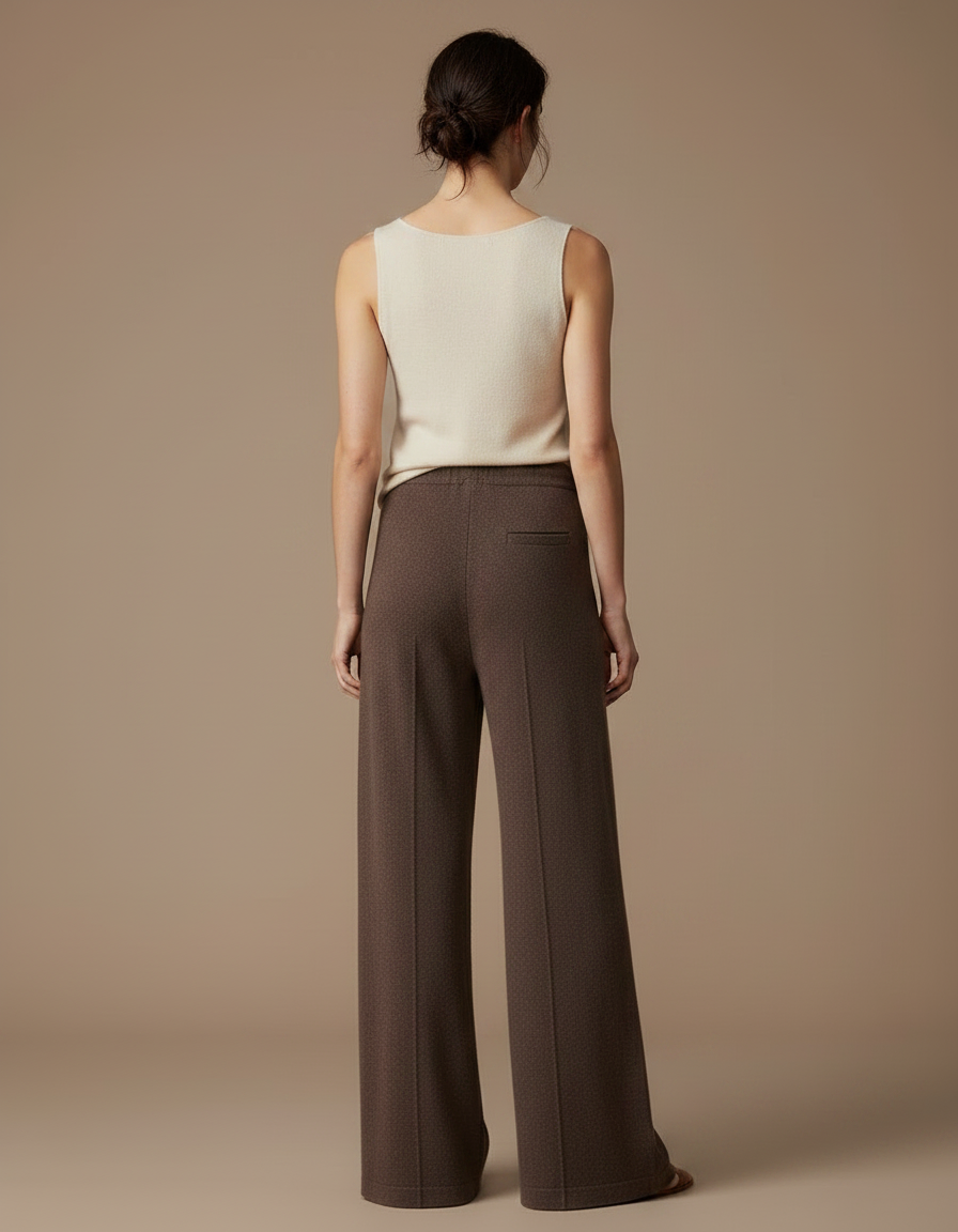 Pantalon Fluide Marron Tricot Ample Cordon Femme - Maille - vue 2