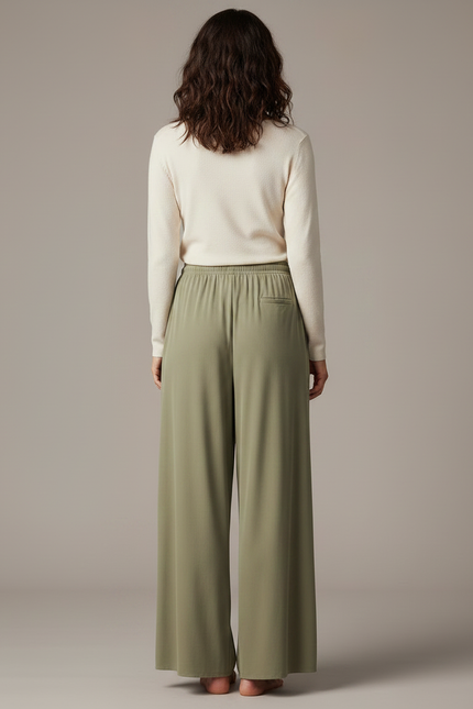 Pantalon Fluide Lyocell - Kaki Viscose - vue 2