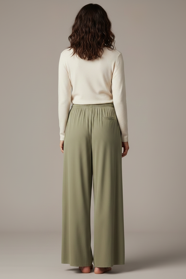 Pantalon Fluide Lyocell - Kaki Viscose - vue 2