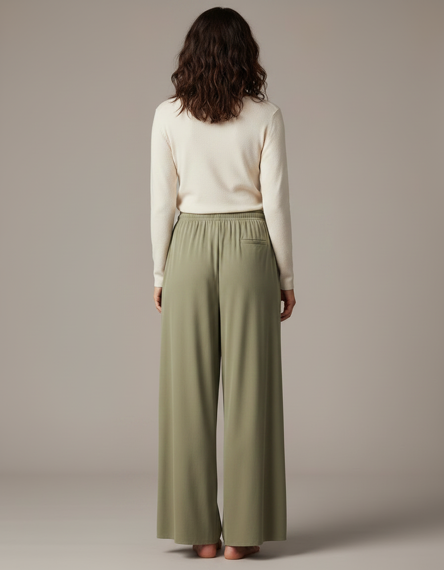 Pantalon Fluide Lyocell - Kaki Viscose - vue 2