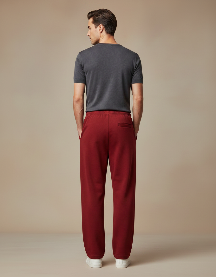 Pantalon Fluide Rouge Dragon Chinois Ample Homme - Bordeaux Molleton - vue 2