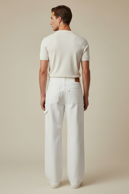Pantalon Fluide Blanc Homme - Jean - vue 2