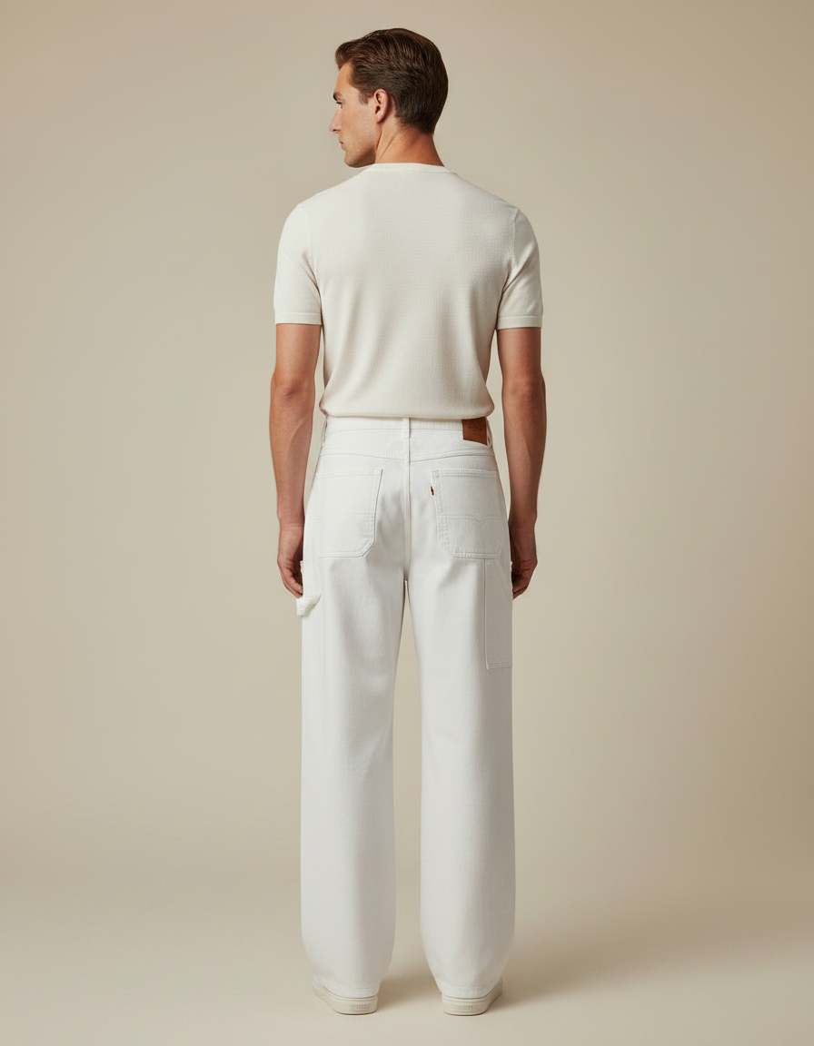 Pantalon Fluide Blanc Homme - Jean - vue 2