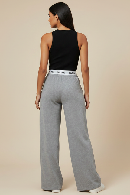 Pantalon Fluide Gris Ample Décontracté Bande Logo - Molleton - vue 2